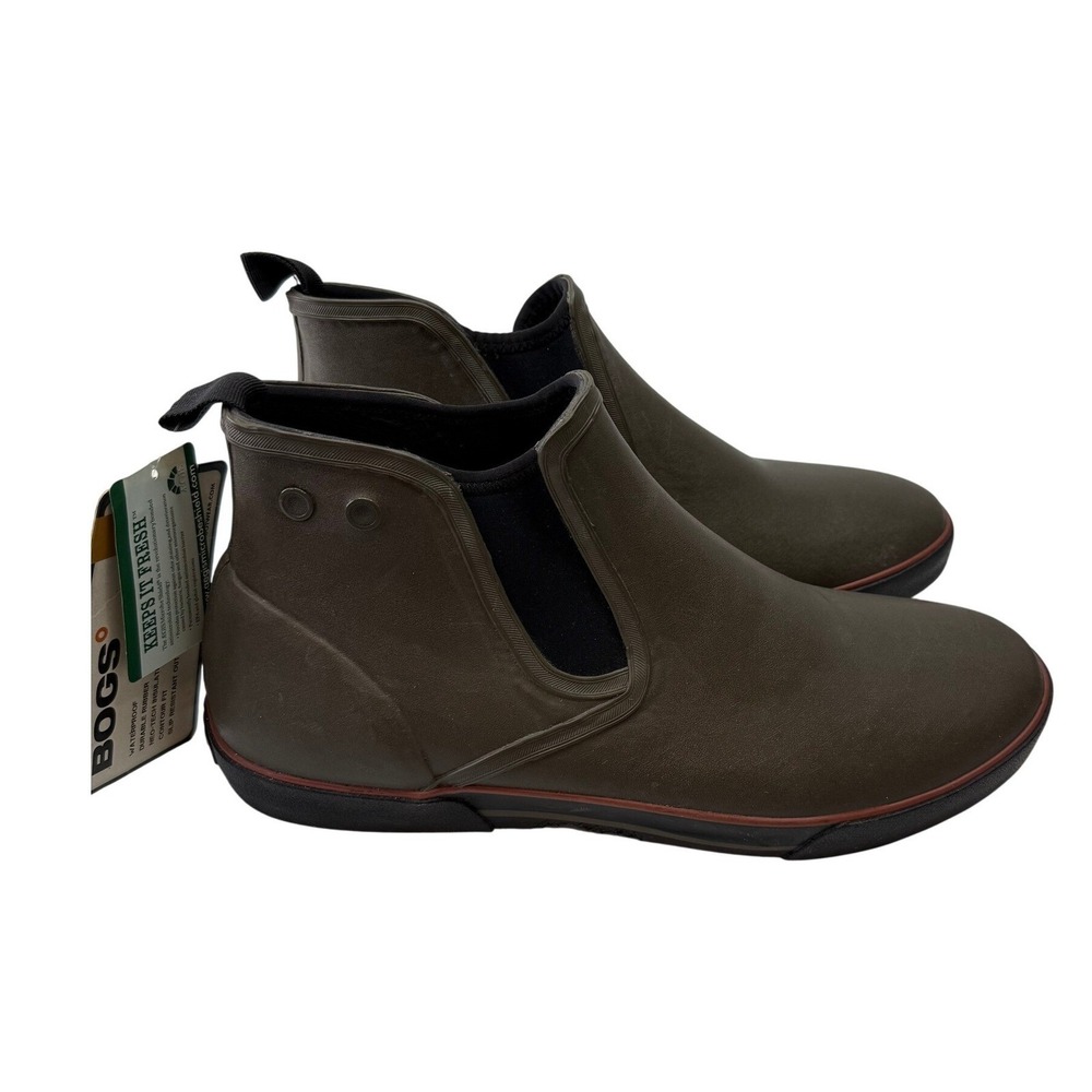 Bogs Hawthorne Mens Waterproof Rubber Chelsea Rain Boots Green 52412 Size 13 NEW